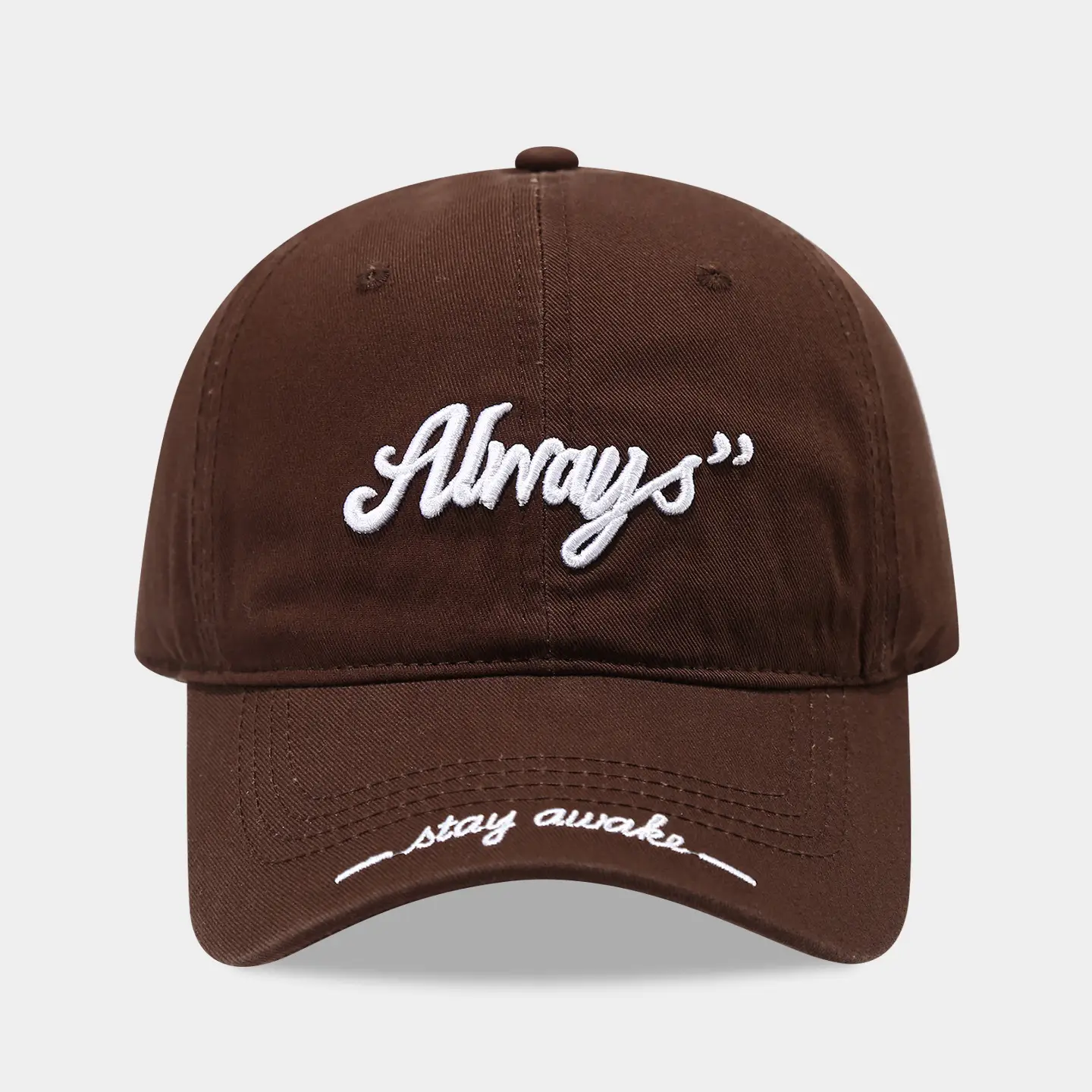 Women Embroidered Baseball Cap Brown High-Brow Sunshade - Image 6