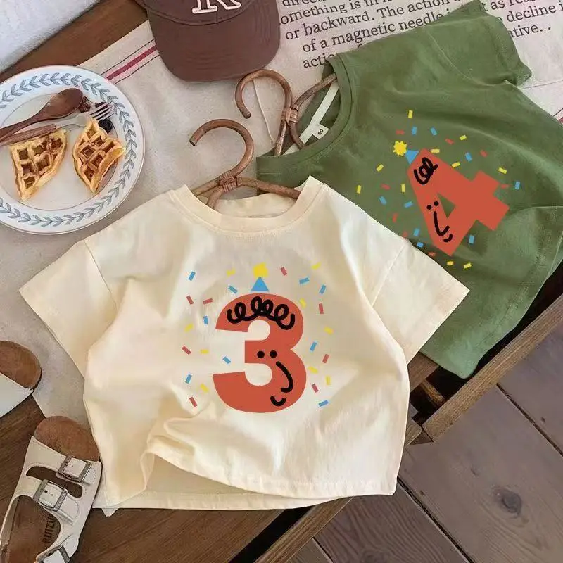 Children's Birthday T-Shirt Green Digital Print One Year Old — feature 2