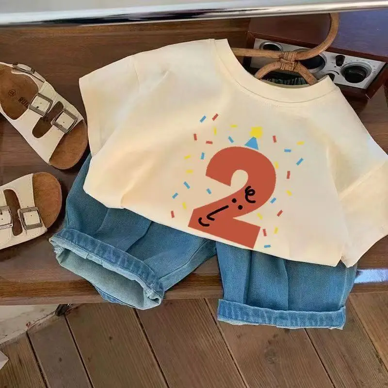 Children's Birthday T-Shirt Green Digital Print One Year Old — feature 5
