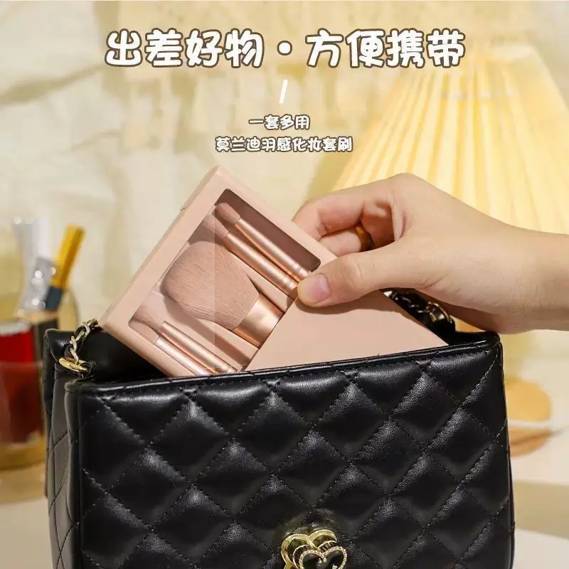 5-Piece Makeup Brush Travel Set with Mirror - Image 5