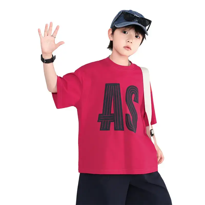 Boys T-Shirt Red AS Print 2026 Summer - Image 8