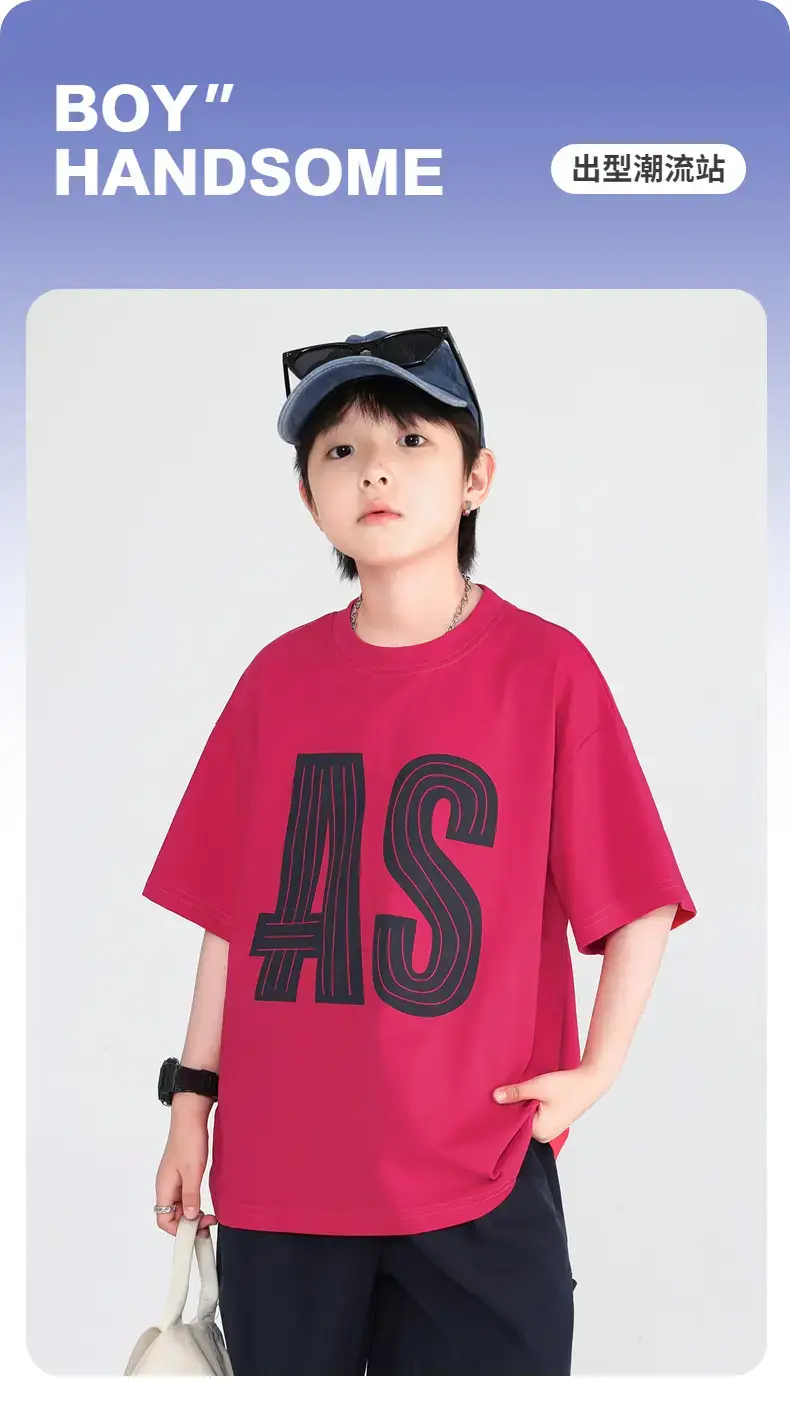 Boys T-Shirt Red AS Print 2026 Summer — feature 1