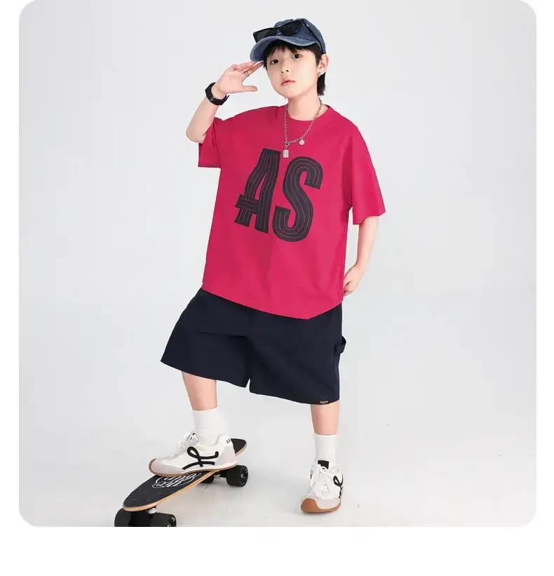 Boys T-Shirt Red AS Print 2026 Summer — feature 16
