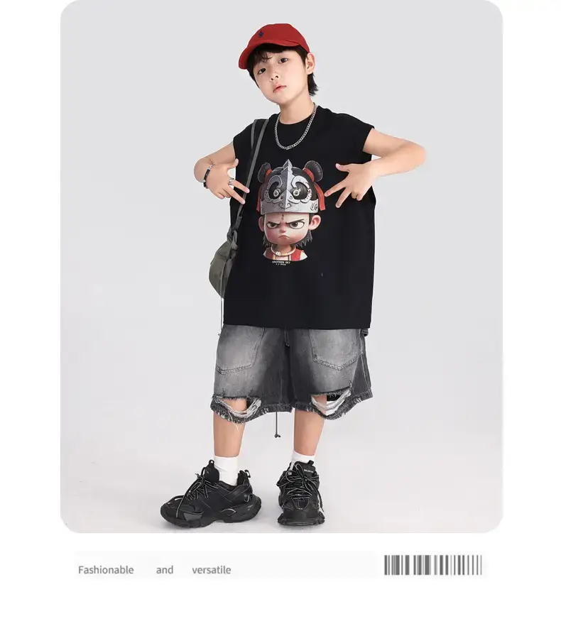 Boys Nezha Sleeveless T-Shirt 2026 Cotton Cream — feature 19