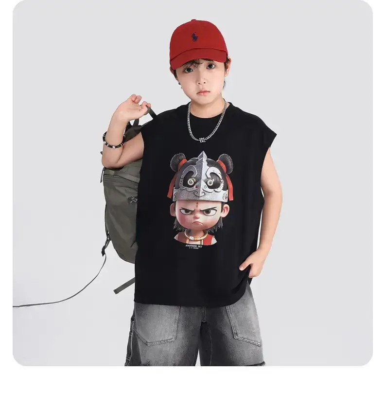 Boys Nezha Sleeveless T-Shirt 2026 Cotton Cream — feature 21