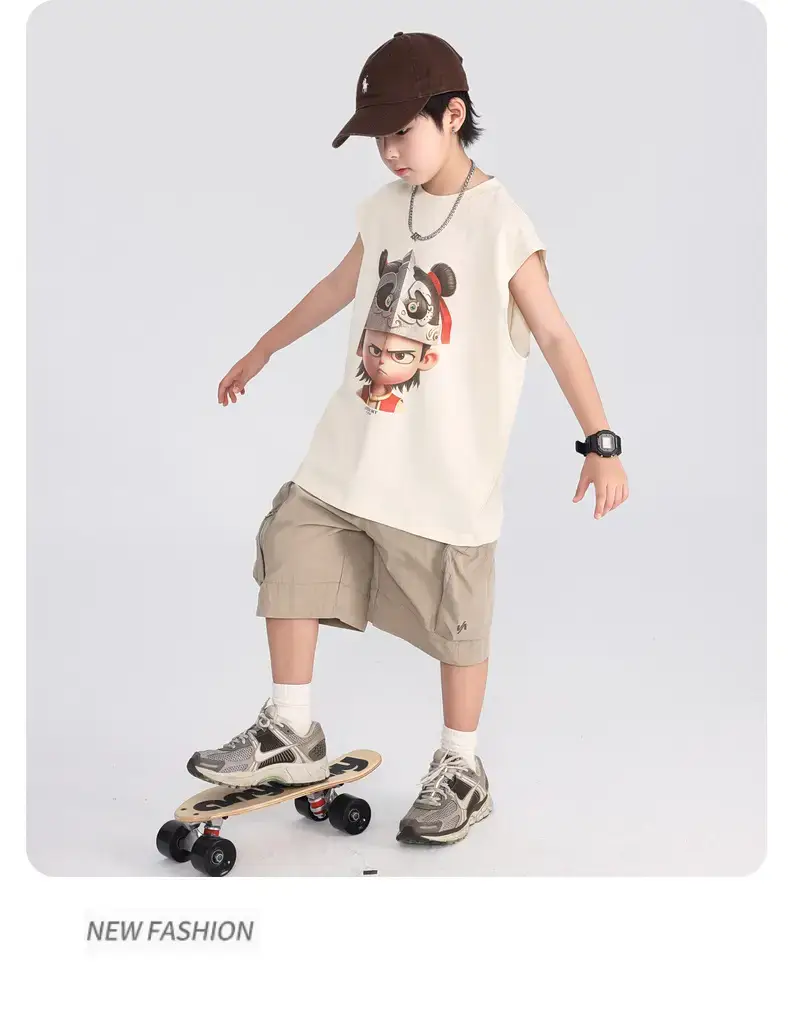 Boys Nezha Sleeveless T-Shirt 2026 Cotton Cream — feature 24
