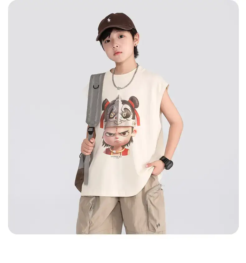 Boys Nezha Sleeveless T-Shirt 2026 Cotton Cream — feature 25
