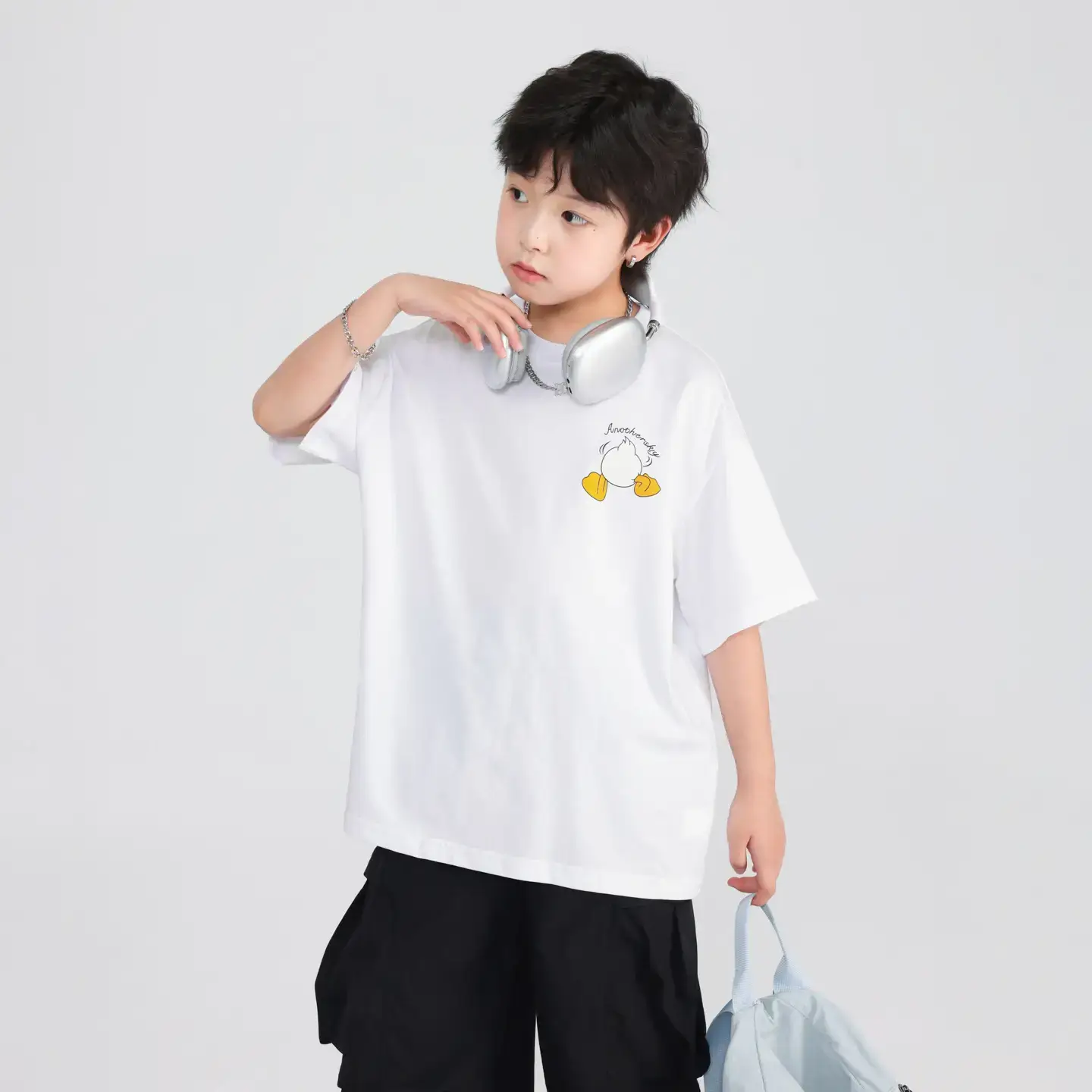 Boys White Cartoon T-Shirt Ice Feel 2026 - Image 4