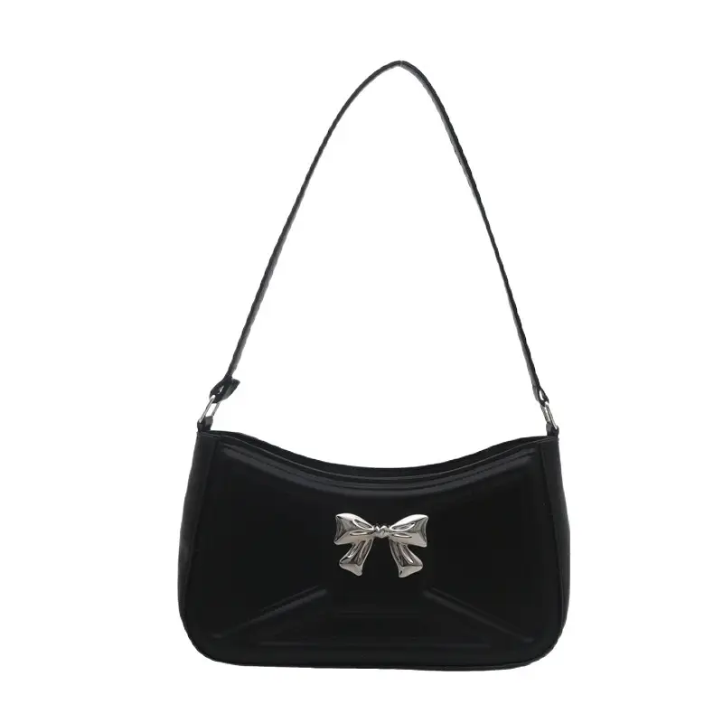 White Bow Shoulder Bag with French Texture - Image 9