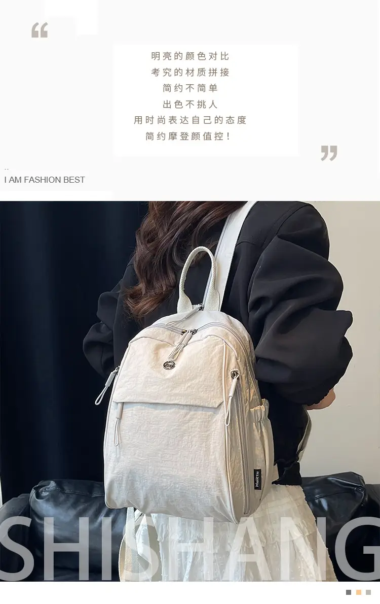 Yellow Oxford Cloth Crossbody Backpack for Women — feature 1