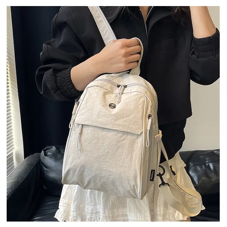Yellow Oxford Cloth Crossbody Backpack for Women — feature 14