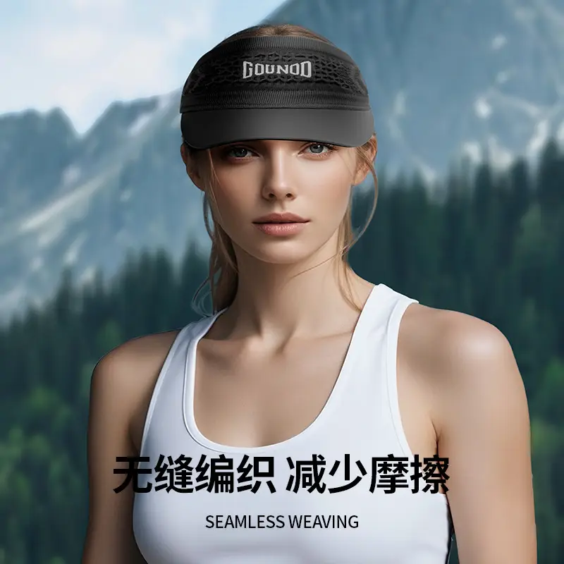 Women Black Mesh Sun Hat for Running Outdoor Mountaineering