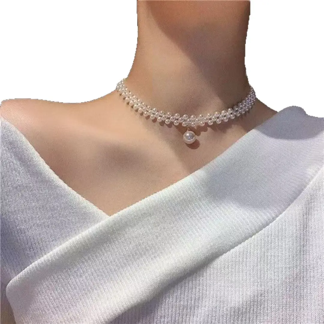 Caromay's New Clavicle Chain, Hepburn-Style Necklace, High-Looking Necklace with Four Beads and Pendant