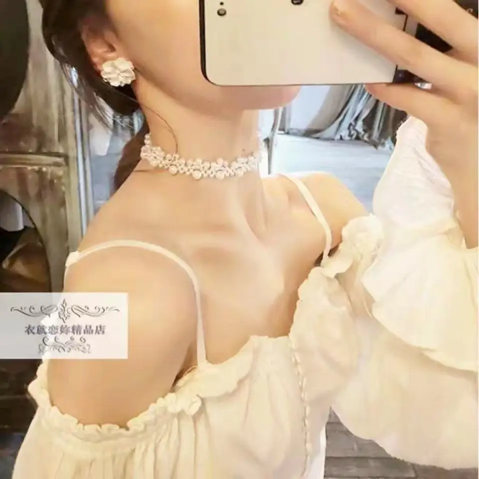 Caromay's New Clavicle Chain, Hepburn-Style Necklace, High-Looking Necklace with Four Beads and Pendant