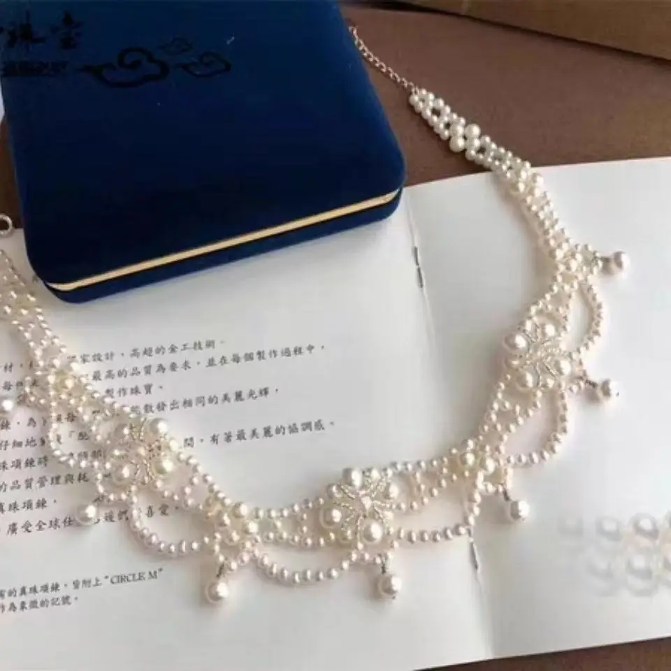 Caromay's New Clavicle Chain, Hepburn-Style Necklace, High-Looking Necklace with Four Beads and Pendant