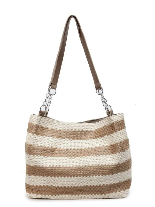 Women's Striped Straw Shoulder Bag Large Capacity 2025 - Image 9