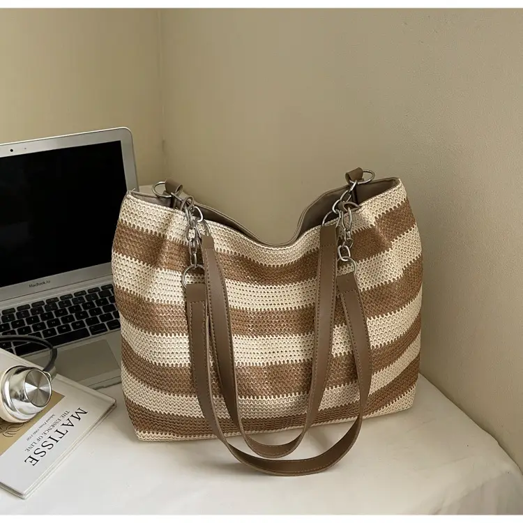Women's Striped Straw Shoulder Bag Large Capacity 2025 — feature 11