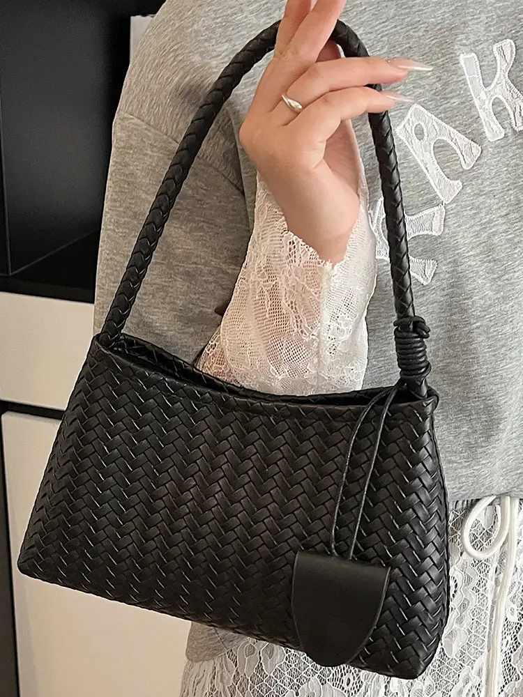 Blue Hand-Woven Shoulder Bag for Women - Image 8