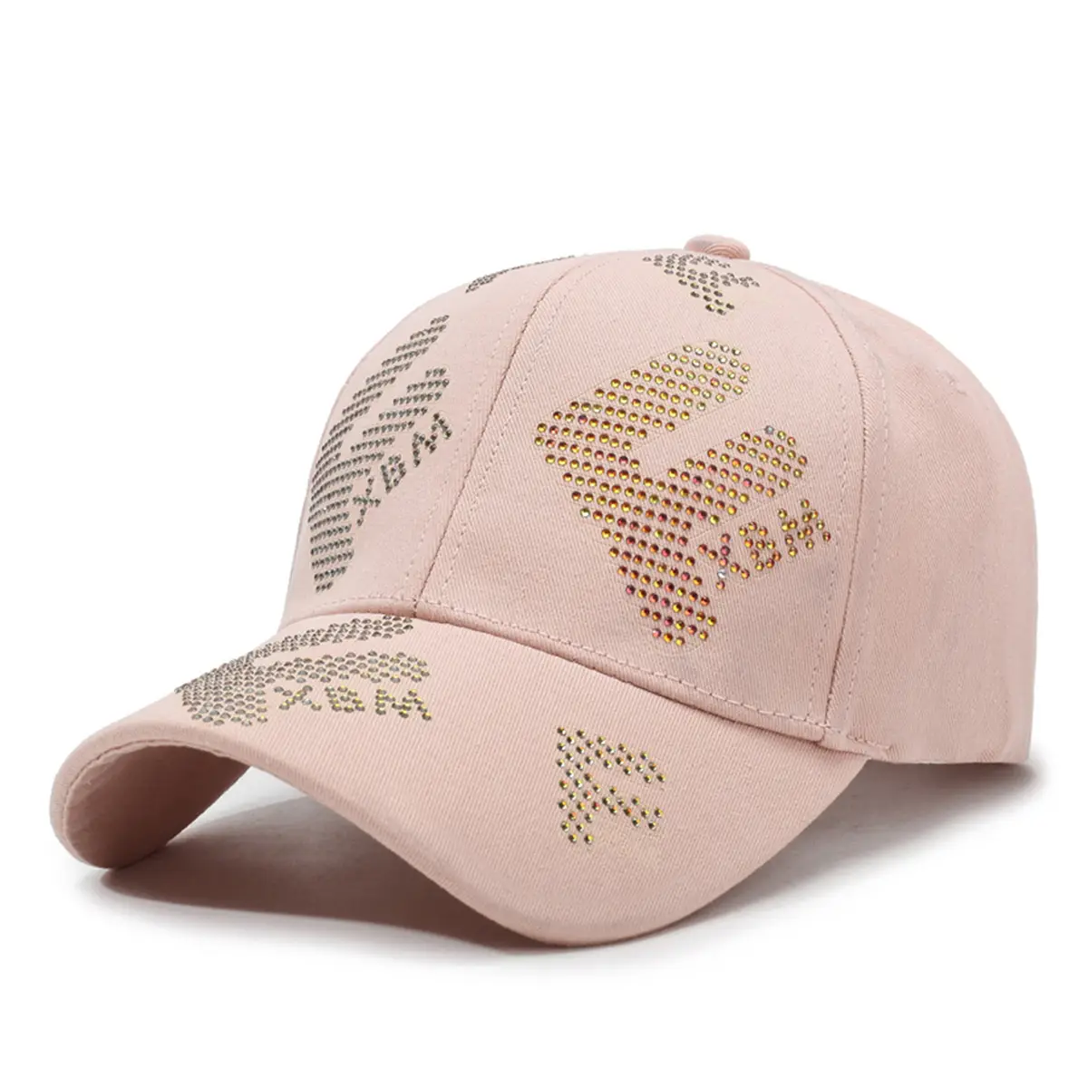 Pink Letter Rhinestone Baseball Cap Women Plus Size - Image 4