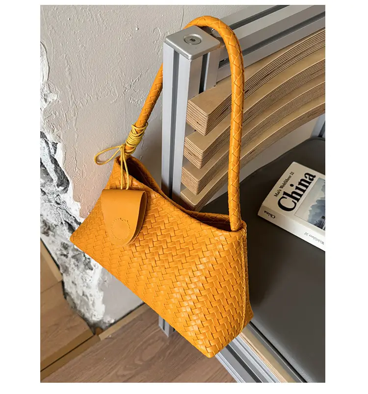 Light Blue Woven Shoulder Tote Bag for Women — feature 41