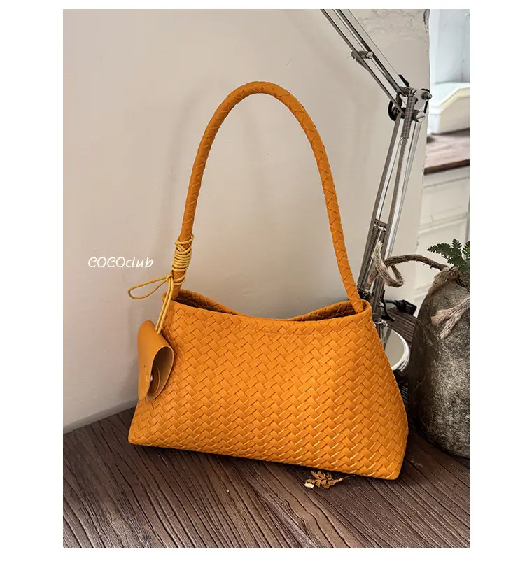 Light Blue Woven Shoulder Tote Bag for Women — feature 6