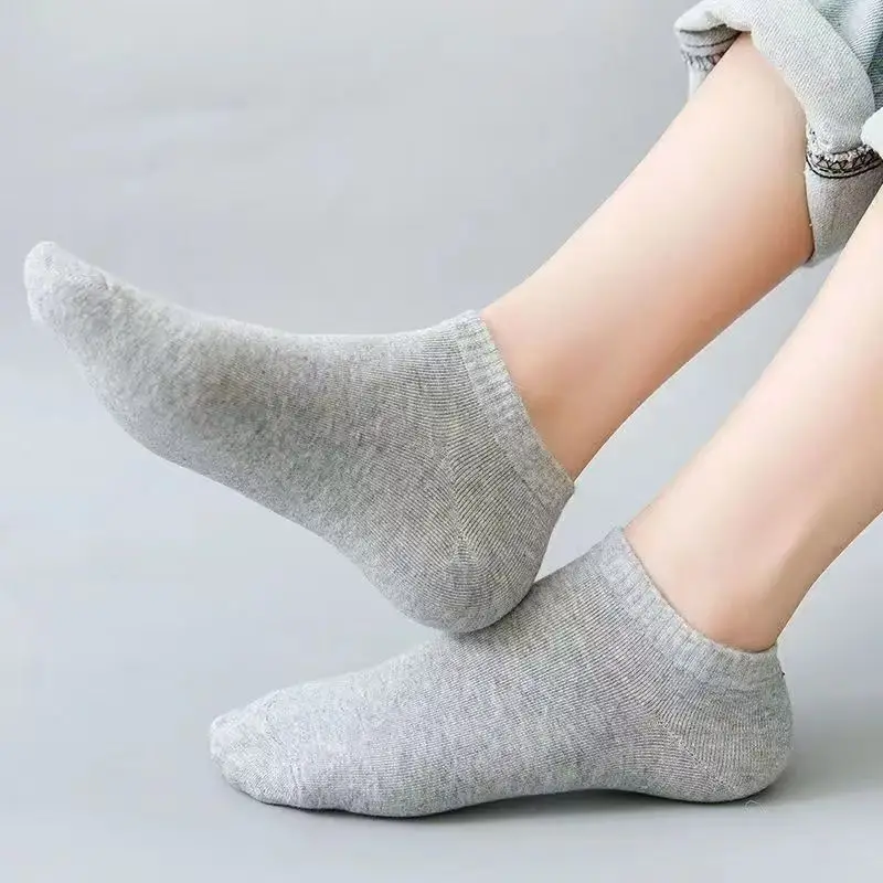 Socks for Men and Women, Shallow Boat Socks, Spring and Summer Socks, Thin Shallow Low-Cut Sports Men's Socks, Black and White Gray Pure Color Socks