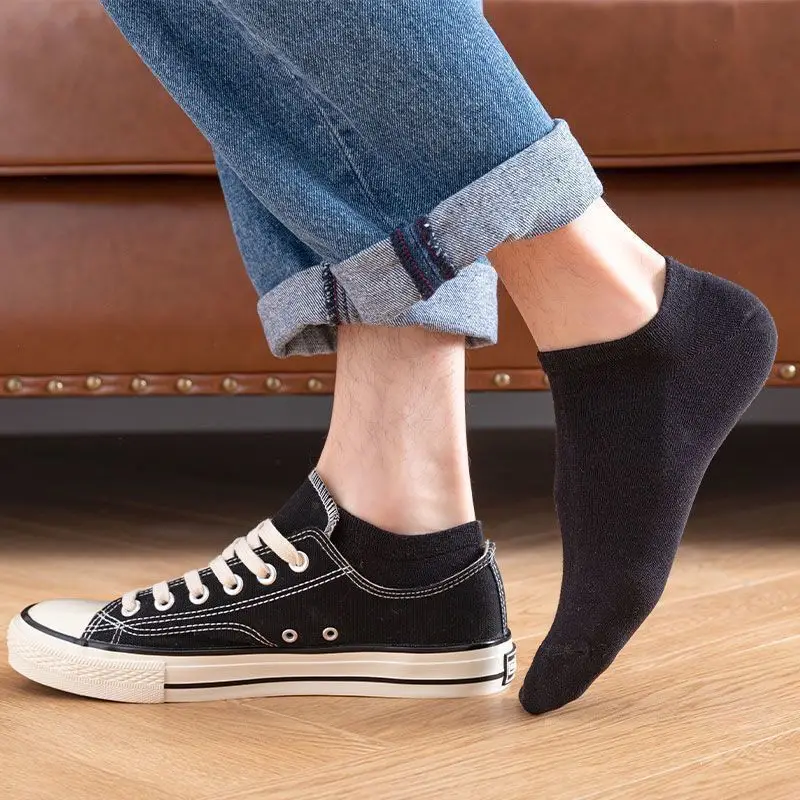 Socks for Men and Women, Shallow Boat Socks, Spring and Summer Socks, Thin Shallow Low-Cut Sports Men's Socks, Black and White Gray Pure Color Socks — feature 6