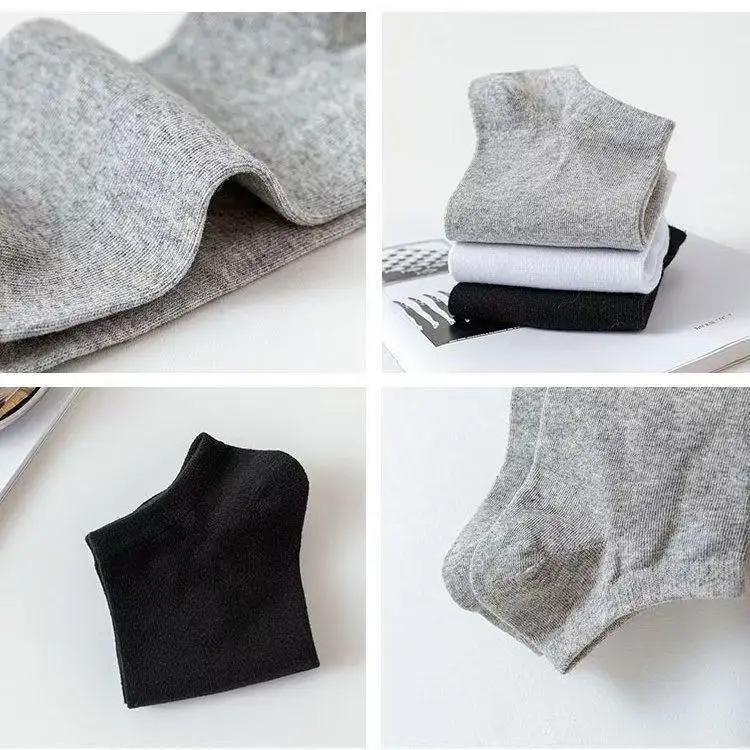 Socks for Men and Women, Shallow Boat Socks, Spring and Summer Socks, Thin Shallow Low-Cut Sports Men's Socks, Black and White Gray Pure Color Socks — feature 9