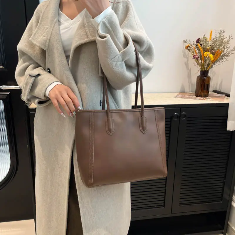 2025 New Style Large Capacity Tote Bag Pu Color-Blocking