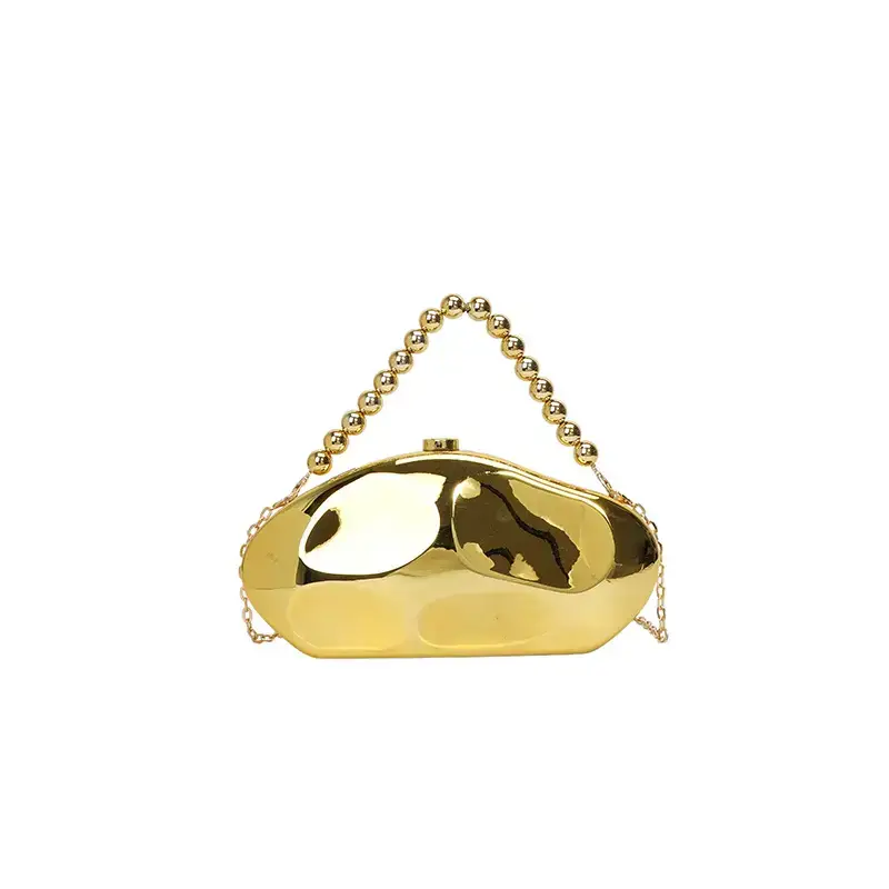 Golden Acrylic Evening Bag with Chain Shoulder Crossbody