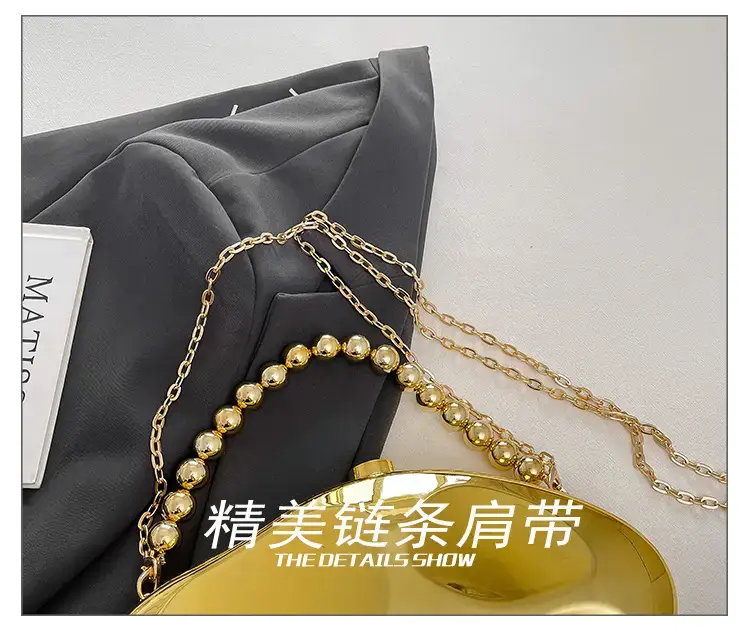 Golden Acrylic Evening Bag with Chain Shoulder Crossbody — feature 5