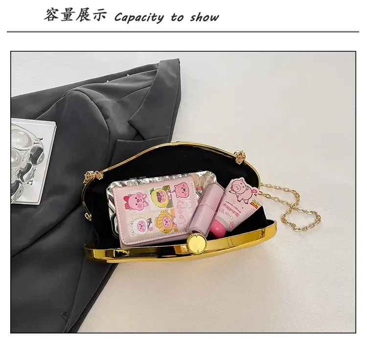 Golden Acrylic Evening Bag with Chain Shoulder Crossbody — feature 9