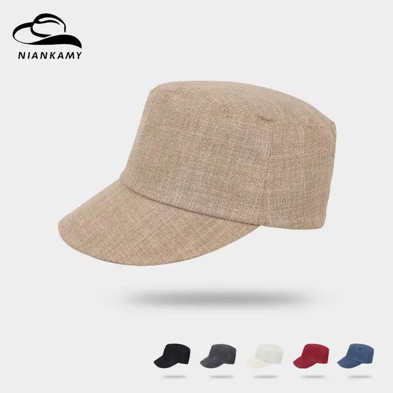 Women Linen Peaked Cap Beige Casual - Image 7