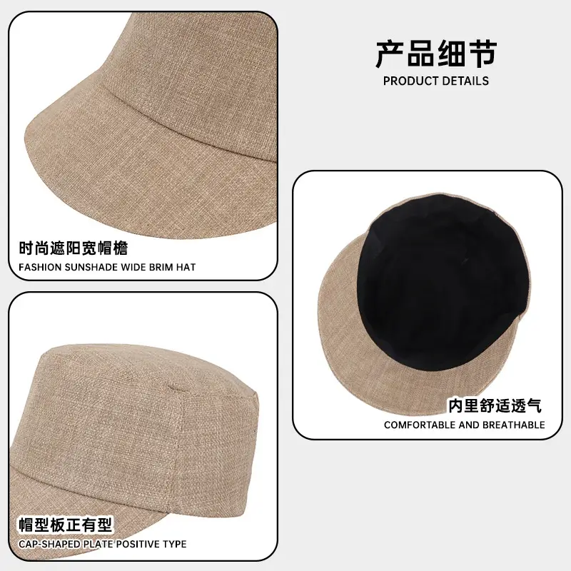 Women Linen Peaked Cap Beige Casual - Image 9