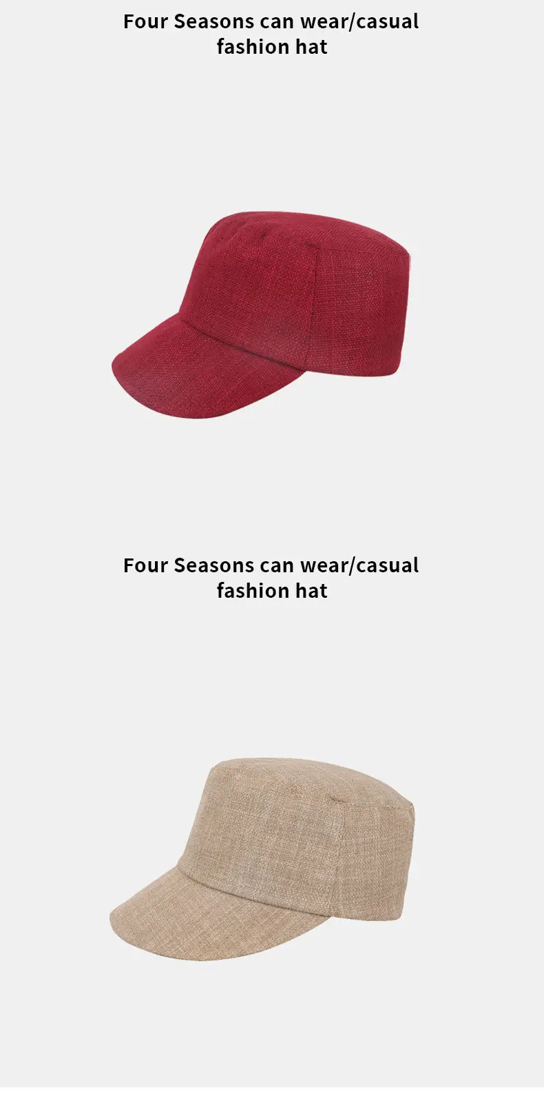 Women Linen Peaked Cap Beige Casual — feature 12