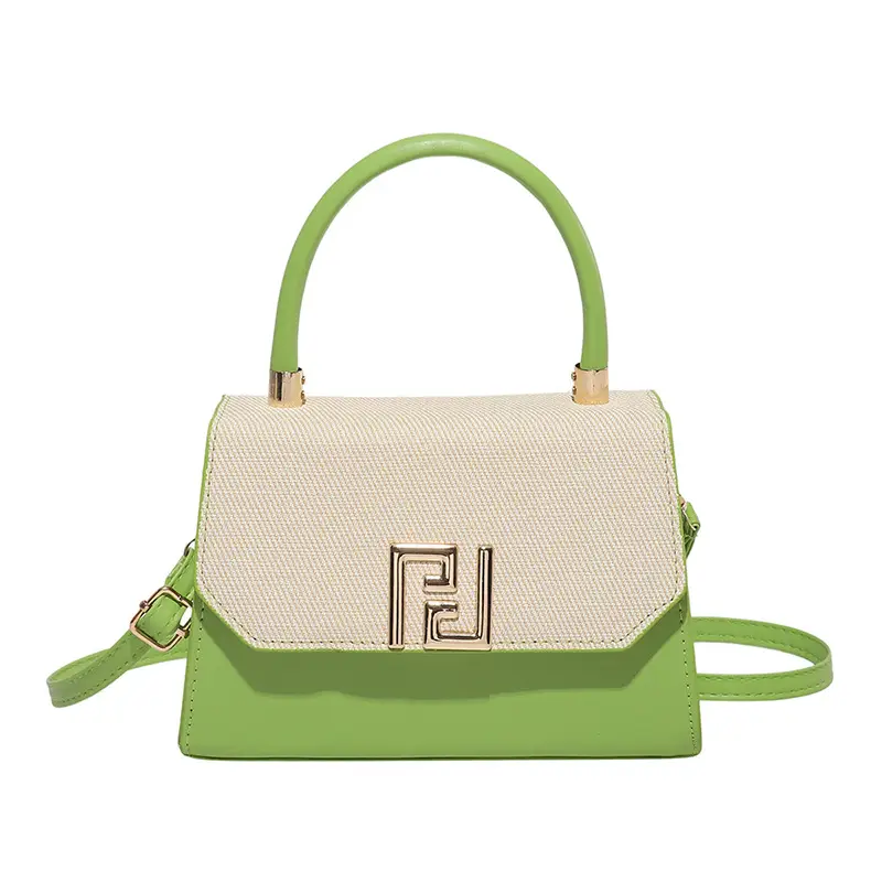Pink Square Handbag with Gold Embroidery - Image 10