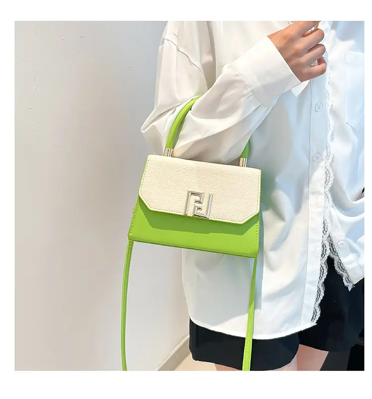 Pink Square Handbag with Gold Embroidery — feature 13
