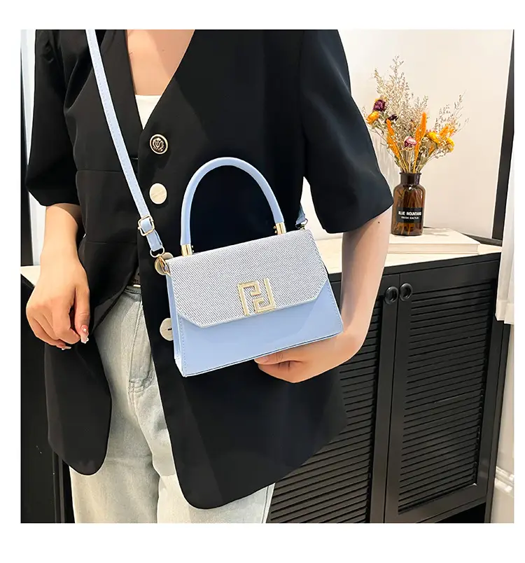 Pink Square Handbag with Gold Embroidery — feature 23
