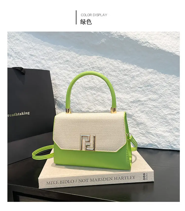 Pink Square Handbag with Gold Embroidery — feature 29