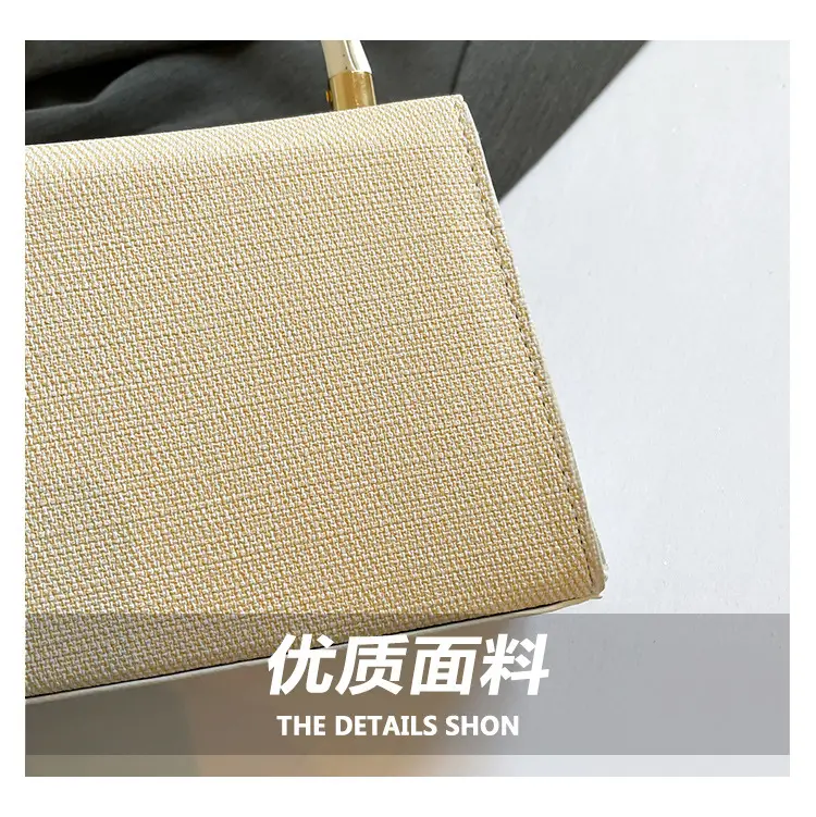 Pink Square Handbag with Gold Embroidery — feature 5