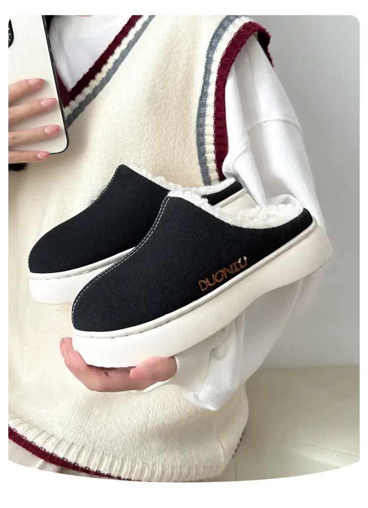Home Warm Cotton Slippers for Women in Winter Fleece-Lined, Wear-Resistant and Non-Slip Couple's Baotou Slippers for Women in Winter — feature 14