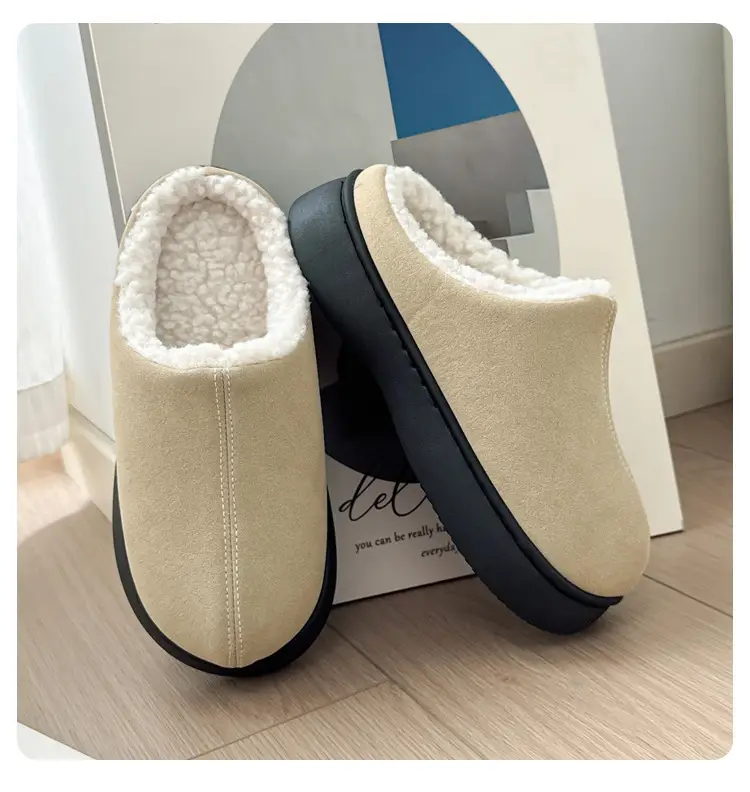 Home Warm Cotton Slippers for Women in Winter Fleece-Lined, Wear-Resistant and Non-Slip Couple's Baotou Slippers for Women in Winter — feature 18