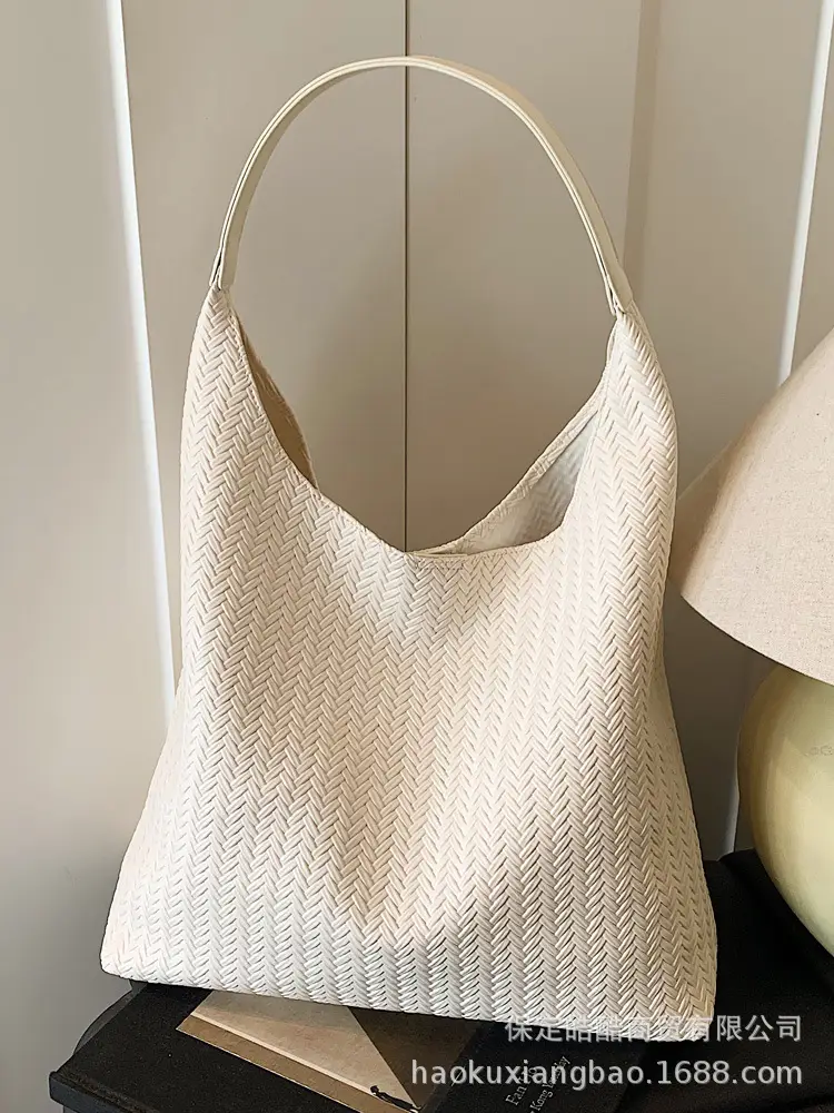 Women's Large Capacity Tan Textured Shoulder Bag - Image 5