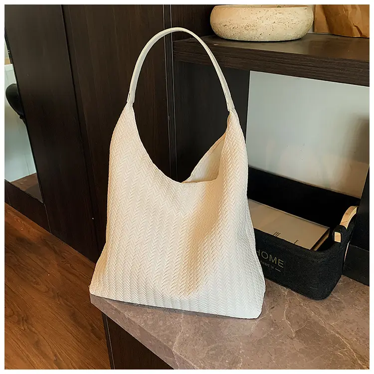 Women's Large Capacity Tan Textured Shoulder Bag — feature 16