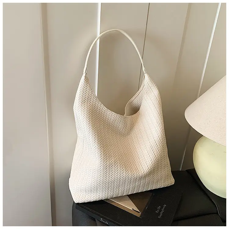 Women's Large Capacity Tan Textured Shoulder Bag — feature 17