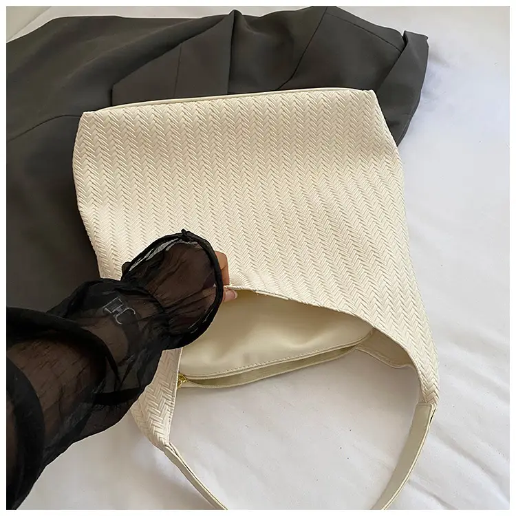 Women's Large Capacity Tan Textured Shoulder Bag — feature 6