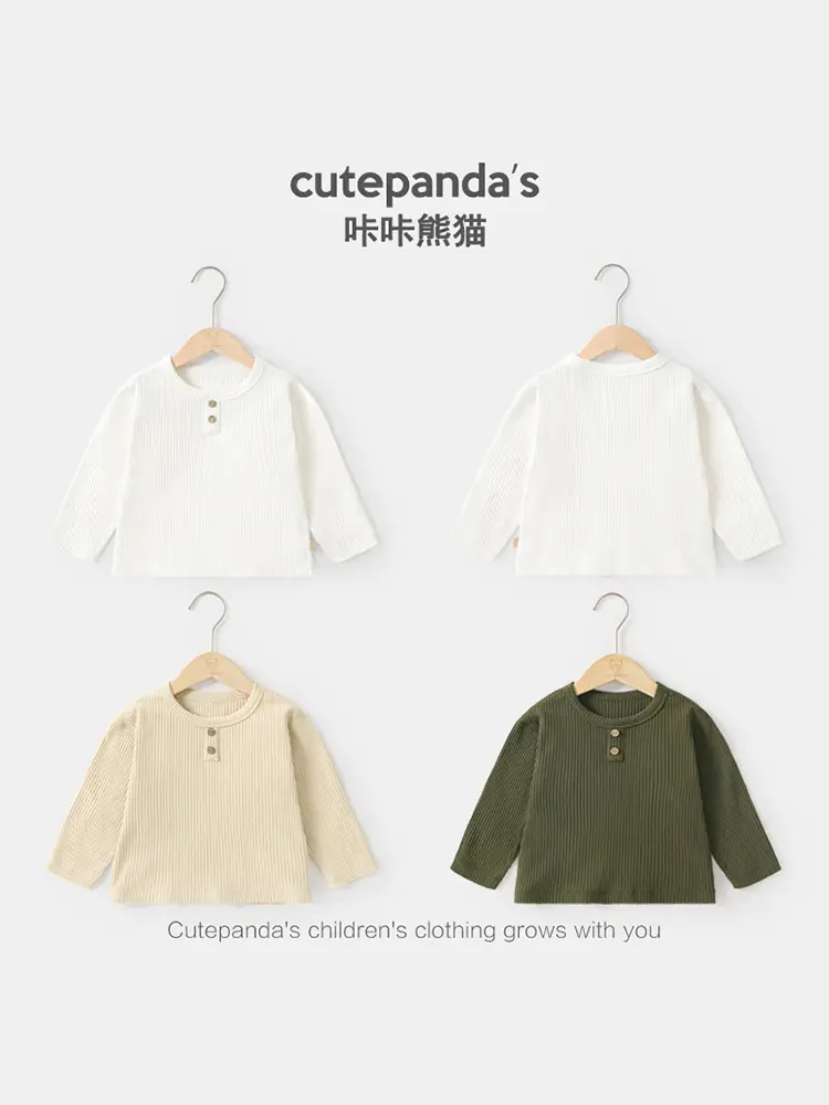 Girls Long Sleeve T-Shirt Olive Green Button Front - Image 5