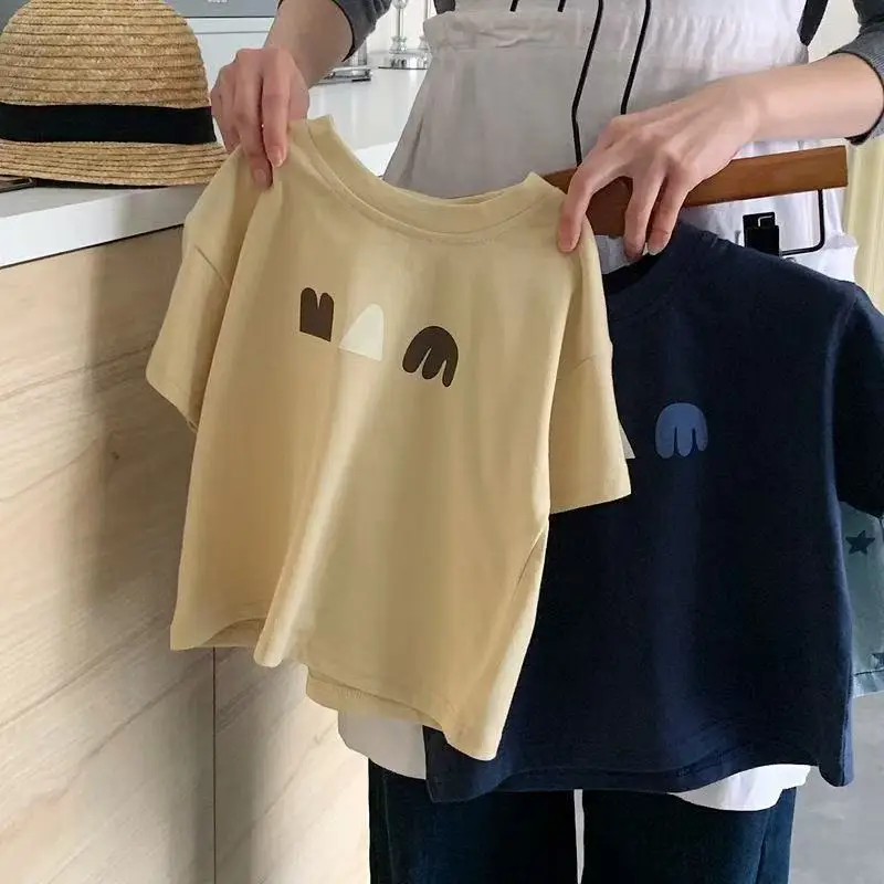 Boys Cotton T-Shirt Navy Blue 2025 Kids