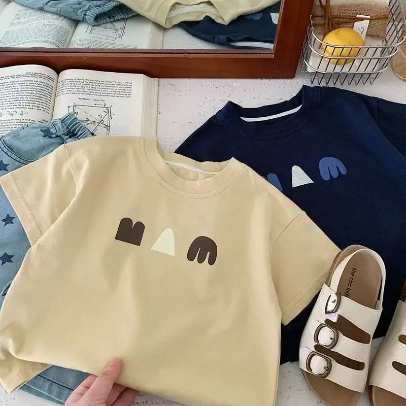 Boys Cotton T-Shirt Navy Blue 2025 Kids