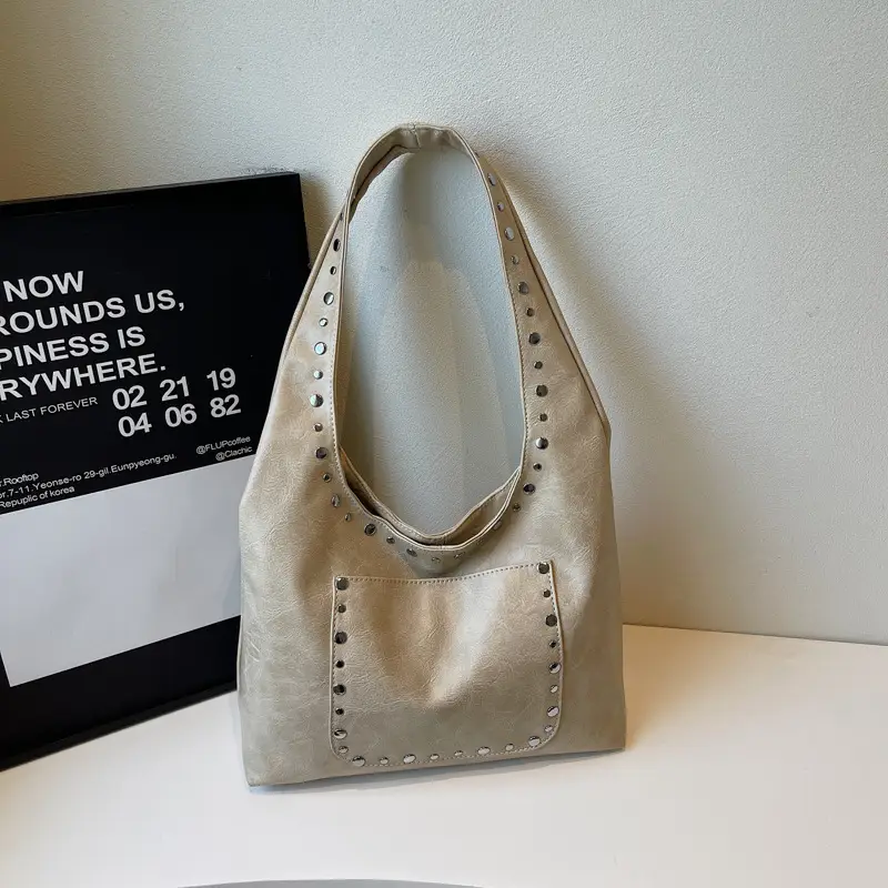 Retro Rivet Leather Shoulder Bag for Women - Image 8